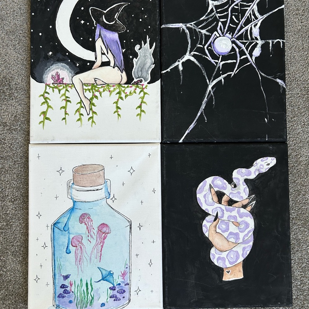 Four Gothic Art Canvases